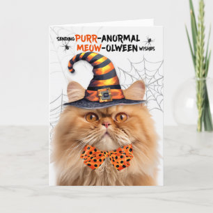 Orange Tabby Persian Cat PURRanormal MEOWolween Feiertagskarte