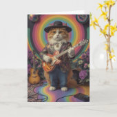 Orange Tabby Rocker Karte (Gelbe Blume)