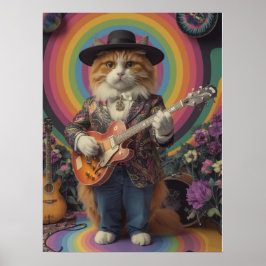 Orange Tabby Rocker Poster