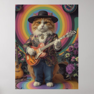 Orange Tabby Rocker Poster