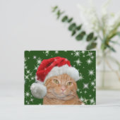 Orange Tabby Santa Feiertagspostkarte (Stehend Vorderseite)