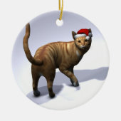 Orange Tabby Santa Keramik Ornament (Vorne)