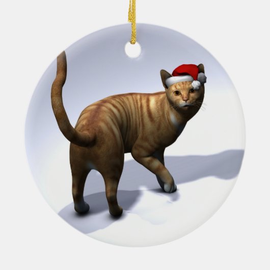 Orange Tabby Santa Keramik Ornament (Hinten)