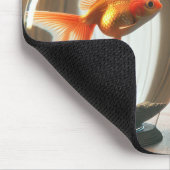 Orange Tabby Staring bei Goldfish Mousepad (Ecke)