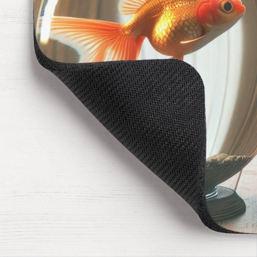 Orange Tabby Staring bei Goldfish Mousepad (Ecke)
