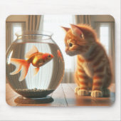 Orange Tabby Staring bei Goldfish Mousepad (Vorne)