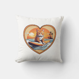 Orange Tabby Surfkatze Kissen