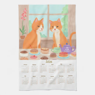 Orange Tabby Teeparty-Küchentuch-Kalender Geschirrtuch