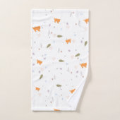 Orange Tabby und Blätter Muster Badhandtuch Set (Handtuch)