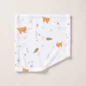 Orange Tabby und Blätter Muster Badhandtuch Set (Waschlappen)