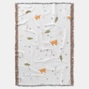 Orange Tabby und Blätter Muster Decke