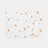 Orange Tabby und Blätter Muster Fleecedecke (Vorderseite (Horizontal))