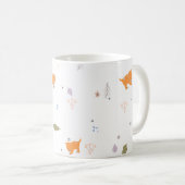Orange Tabby und Blätter Muster Kaffeetasse (VorderseiteRechts)