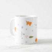 Orange Tabby und Blätter Muster Kaffeetasse (Vorderseite Links)