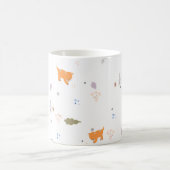 Orange Tabby und Blätter Muster Kaffeetasse (Mittel)