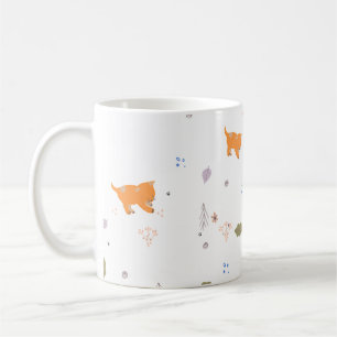 Orange Tabby und Blätter Muster Kaffeetasse
