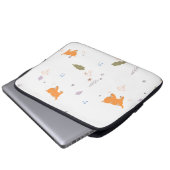 Orange Tabby und Blätter Muster Laptopschutzhülle (Vorne Knopf)