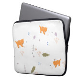 Orange Tabby und Blätter Muster Laptopschutzhülle (Vorderseite Links)