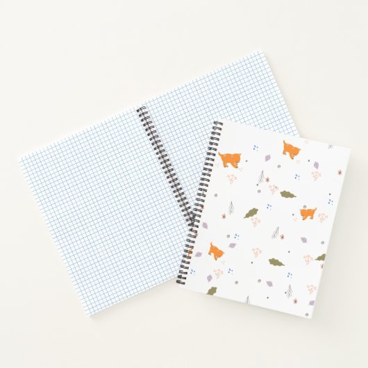 Orange Tabby und Blätter Muster Notizblock (Innenseite)