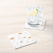 Orange Tabby und Blätter Muster Rechteckiger Pappuntersetzer (Vor Ort)