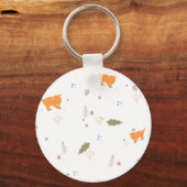 Orange Tabby und Blätter Muster Schlüsselanhänger (Vorderseite)