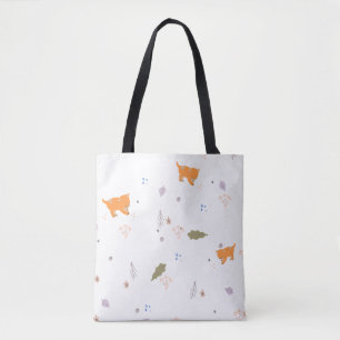 Orange Tabby und Blätter Muster Tasche