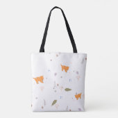 Orange Tabby und Blätter Muster Tasche (Rückseite)