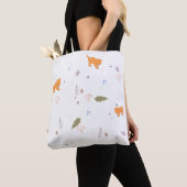 Orange Tabby und Blätter Muster Tasche (Von Nahem)