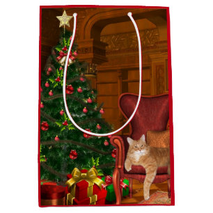 Orange Tabby Weihnachten Mittlere Geschenktüte