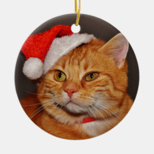 Orange Tabby Weihnachtskatze Keramik Ornament