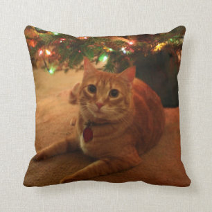 Orange Tabby-Weihnachtskissen Kissen