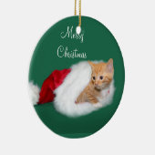 Orange Tabby Weihnachtsmannmütze Keramikornament (Rechts)