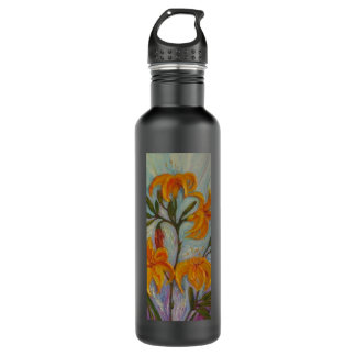 Orange Tageslilien-Flasche Edelstahlflasche