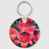 Orange Taglilie Blume Cluster Schlüsselanhänger (Rückseite)