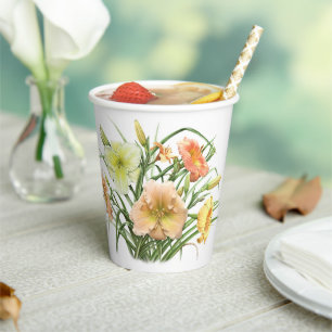 Orange Taglilie Bouquet Botanisches Design Pappbecher