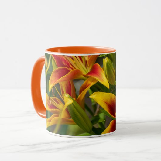 Orange Taglilie Kanadische Blumenfotografie Tasse (Vorderseite Links)