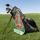 Orange Taglilien Abstrakte Blume Personalisiert Golfhandtuch (Gras)