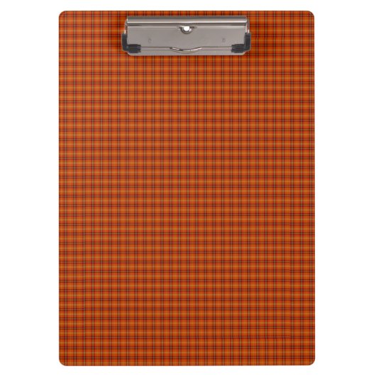 Orange Tartan Clipboard Klemmbrett (Vorderseite)