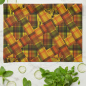 Orange Tartan Highland Cow Design, Geschirrtuch (Gefaltet)