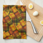 Orange Tartan Highland Cow Design, Geschirrtuch (Viertel Falte)