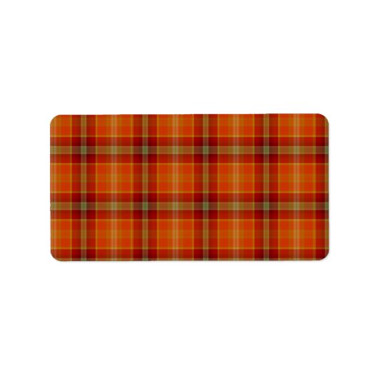 Orange Tartan Labels Adressaufkleber (Vorne)