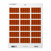 Orange Tartan Labels Adressaufkleber (Vorne)