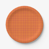 Orange Tartan Musterpapierplatte Pappteller (Vorderseite)