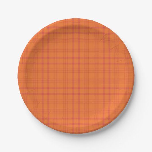 Orange Tartan Musterpapierplatte Pappteller (Vorderseite)