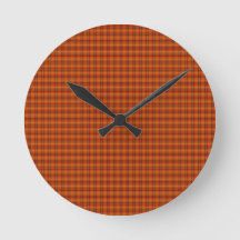 Orange Tartan Wall Clock