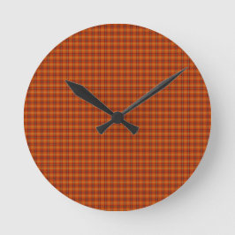 Orange Tartan Wall Clock Runde Wanduhr