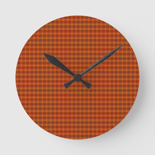 Orange Tartan Wall Clock Runde Wanduhr (Vorderseite)