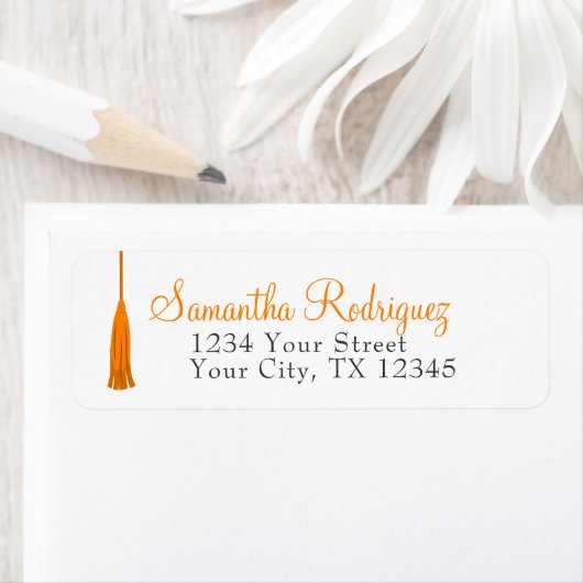 Orange Tassel Abschluss Label (Insitu)