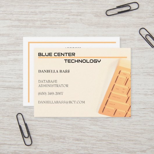 Orange-Tastatur-Informationstechnologie Visitenkarte (Vorderseite/Rückseite Beispiel)