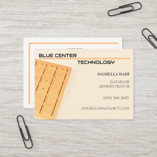 Orange-Tastatur-Informationstechnologie Visitenkarte (Vorderseite/Rückseite Beispiel)